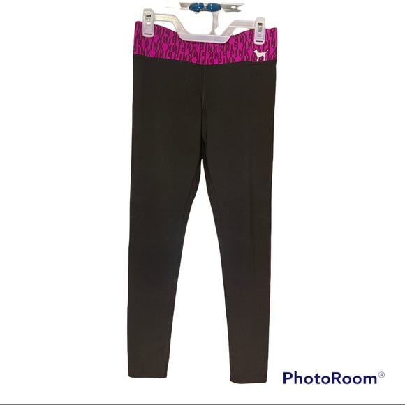 Victorias Secret Pink Yoga Pants, Purple Waistband With Logo Size Small - Picture 1 of 5